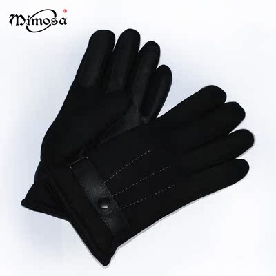 Mimosa 冬季男士保暖加厚骑行 户外大棉带纽扣新款手套