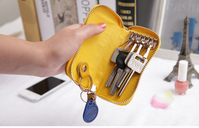 高档牛皮车用钥匙包女韩国创意可爱真皮钥匙扣男女手拿包腰挂包