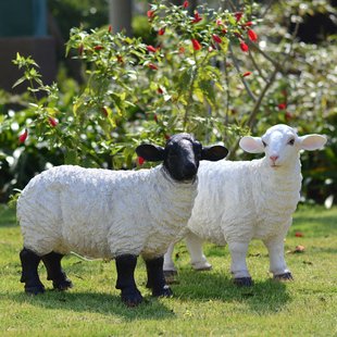 仿真树脂工艺品摆件动物雕塑绵羊摆设花园庭院装饰品别墅草坪院子
