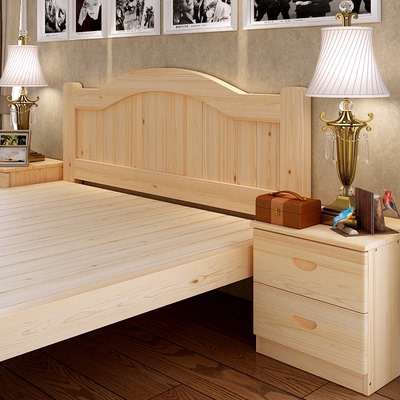 简约现代实木床松木床单人床白色双人床实木儿童床1.2 1.5 1.8米