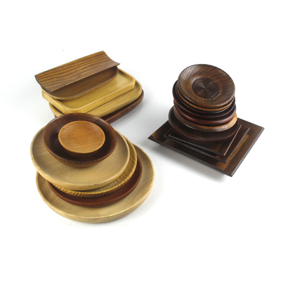 Zakka橡胶木盘圆形点心碟酱油碟 创意碟子 菜盘 家用木质碟子圆盘