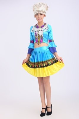 新款苗族服装表演服民族采茶舞蹈服土家族湘西云南佤族女装演出服