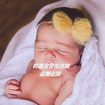 2016韩版新款甜美梦幻公主女宝宝蝴蝶结珍珠发带婴儿满月百天发箍