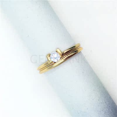 Geniepink 爱丽儿娘娘 新款透明单颗星球水晶造型戒指0045