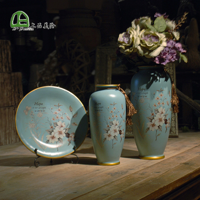 包邮北欧家居创意陶瓷花瓶三件套家居摆件客厅酒柜壁柜家里装饰品