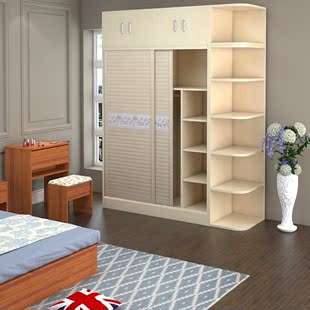 包邮组合组装卧室整体衣柜欧式推拉门移门板式大衣橱定制定做家具
