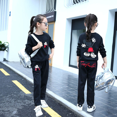 2016秋季男童韩版套装儿童纯棉长袖中大童装卡通米奇两件套9-12岁