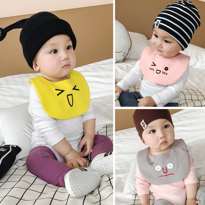 韩版宝宝口水巾 表情印花多色婴儿围嘴围兜
