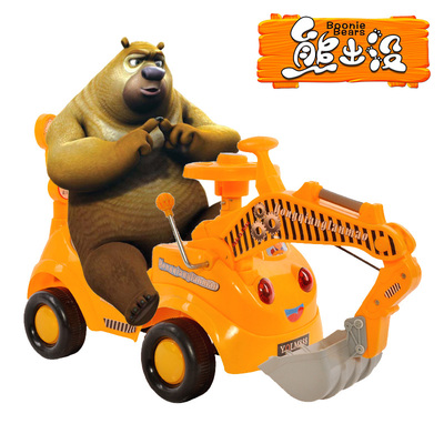 新款儿童挖掘机玩具学步车挖掘机可做可骑带音乐四轮工程车玩具车