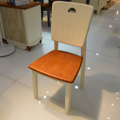 地中海餐椅现代韩式时尚简约田园白色实木椅子 哑光象牙白餐椅