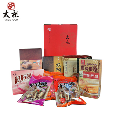 太祖红色礼盒A 牛轧糖/鸡蛋卷/松塔/凤梨酥/贡糖/太阳饼 零食礼包