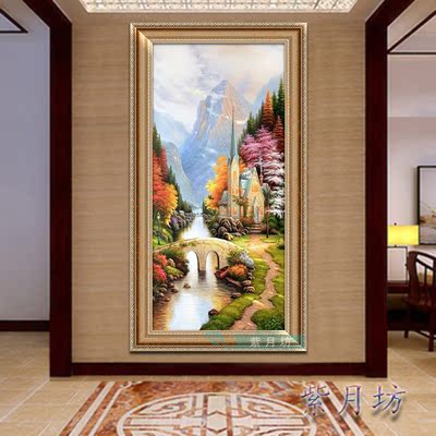 欧美式风景仿真喷绘油画酒店会所玄关装饰挂画别墅客厅壁画托马斯