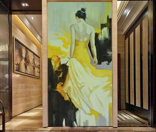 优雅女人玄关壁纸 卧室客厅墙纸餐厅工装背景墙艺术人物走廊壁画