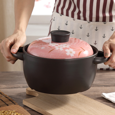 日式粉色樱花陶瓷砂锅 家用煲汤专用汤煲明火耐高温炖锅养生汤锅