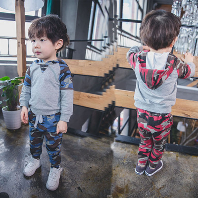 童装男童迷彩两件套装2016新款儿童套装2-3-4-5岁休闲两件套套装