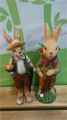 田园树脂兔子家居饰品 礼物工艺品办公室儿童房兔子动物创意摆件
