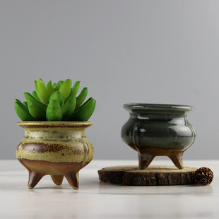 多肉植物小花盆手工粗陶绿植物陶瓷简约个性创意景德镇陶瓷盆栽