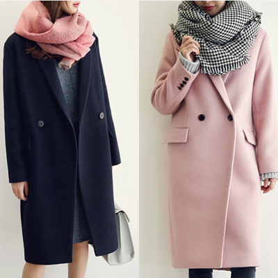 2016秋冬季韩版茧型加棉羊毛呢子外套中长款宽松加厚羊绒大衣女装