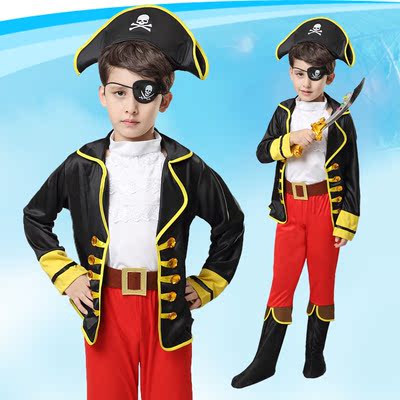 万圣节海盗演出服装加勒比海盗cos男儿童化装舞会杰克海盗表演服