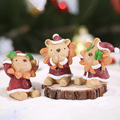 圣诞节树脂爬缸动物小摆件仰望微景观多肉花盆装饰品可爱生日礼物
