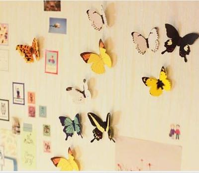 仿真彩色蝴蝶立体3d墙贴纸创意卧室客厅墙壁贴纸墙纸装饰贴画特价