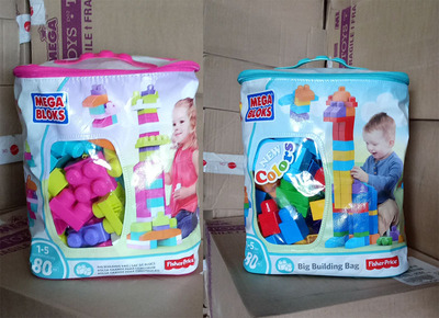 包邮正品MEGA BLOKS美高积木80片粉色DCH62蓝色DCH63益智拼插玩具