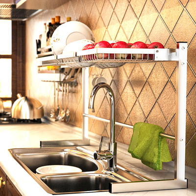 NANA水槽沥水架晾碗架 304不锈钢厨房置物架用品可折叠收纳碗碟架
