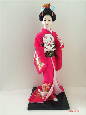 日本进口日本人偶木偶艺妓绢人和服娃娃装饰品人形日式工艺品摆件