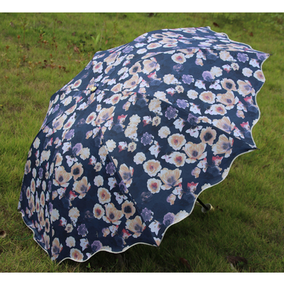 韩国创意三折太阳伞两用晴雨伞黑胶防晒防紫外线遮阳伞折叠学生女