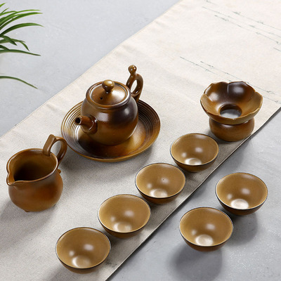 创意手工粗陶茶具套装家用 柴烧整套功夫茶具复古陶瓷茶壶承特价
