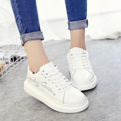2016夏季韩国小白鞋女系带新款字母厚底松糕单鞋休闲鞋风时尚板鞋