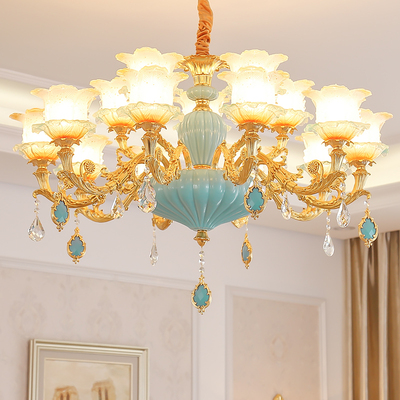 客厅吊灯欧式水晶灯锌合金创意餐厅卧室大气灯具现代简约金色灯饰