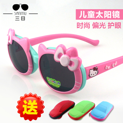 正品Hello Kitty儿童偏光太阳镜 软料可爱卡通墨镜 护目防紫外线