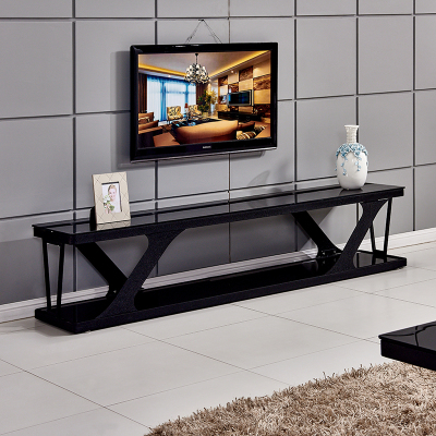 现代简约时尚欧式铁艺烤漆黑色钢化玻璃电视柜创意客厅特价包邮