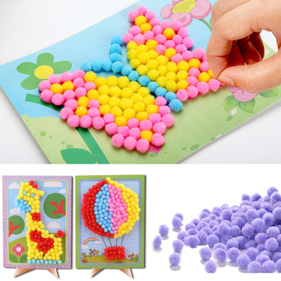 毛球画手工立体粘贴画制作diy材料包幼儿园创意亲子活动益智玩具