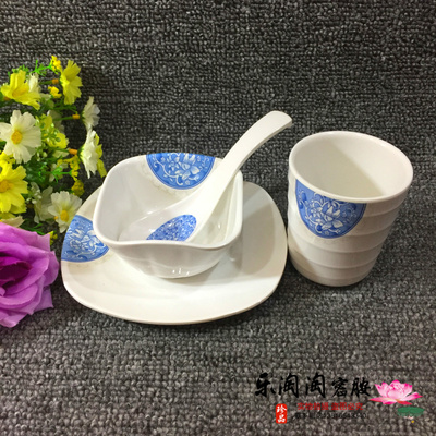 创意A5料高级密胺 青花瓷火锅饭店摆台餐具 优质仿瓷塑料勺碗杯碟