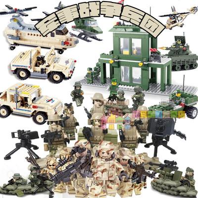 SWAT人仔防爆警察特种部队坦克模型拼装军事小人偶积木男孩子玩具