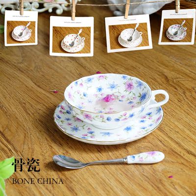 欧式简约金边骨瓷  英式下午茶高档红茶杯花茶杯可爱咖啡杯碟套装