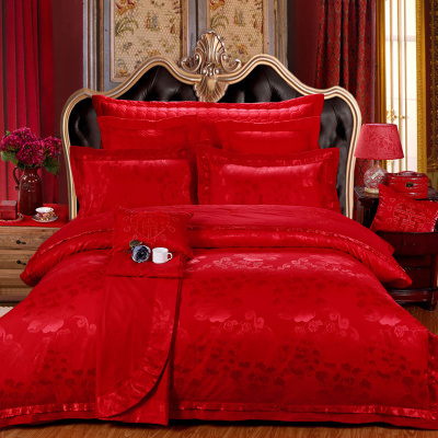 远梦全棉床上用品纯棉婚庆大红四六八十多件套1.5 1.8米床