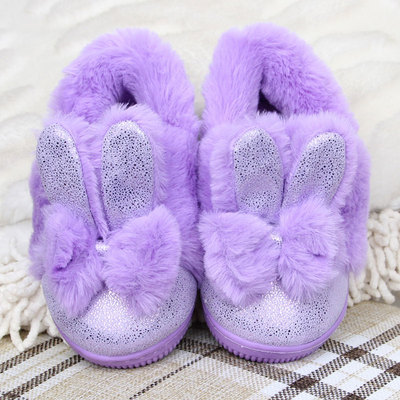 冬儿童包跟棉拖鞋卡通兔子防滑童鞋女童宝宝鞋中小童棉鞋男孩保暖