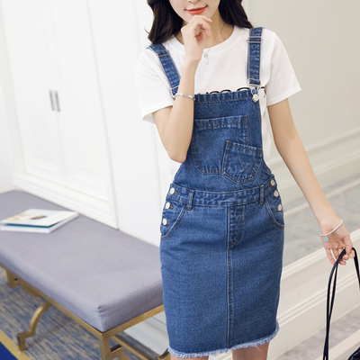 女装2016年夏季新款韩版休闲时尚修身仔背带裙潮款