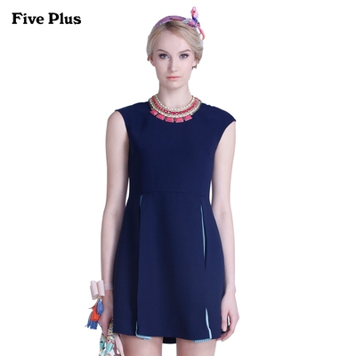 【换季狂欢】Five Plus新女夏装拼接高腰无袖连衣裙2142080370