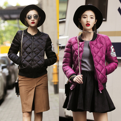 2016冬新款韩版修身短款棒球服上衣棉衣外套女羽绒棉服短外套夹克