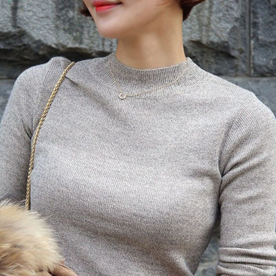 2017春装新品韩版半高领长袖针织打底衫女修身紧身黑色套头毛衣女
