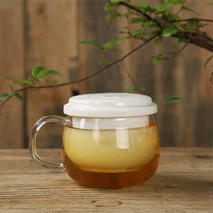 耐热玻璃茶杯陶瓷 带盖陶瓷内胆过滤水杯泡茶器个人杯休闲办公杯