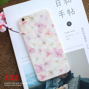 美觉 浪漫花瓣 苹果6s 6 6s plus手机保护壳浮雕彩绘硅胶套软壳