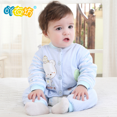 婴儿连体衣秋冬夹棉加厚爬服纯棉保暖0-3个月开裆6哈衣新生儿衣服