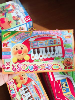 现货 日本进口面包超人儿童i电子琴短款多功能音乐益智玩具3曲入