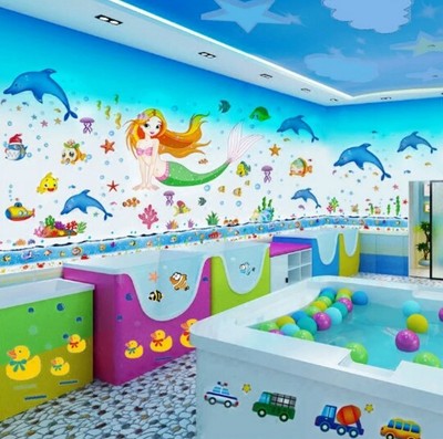 海洋生物鱼 海豚 海底世界墙贴纸卫生间母婴馆游泳馆防水玻璃贴画