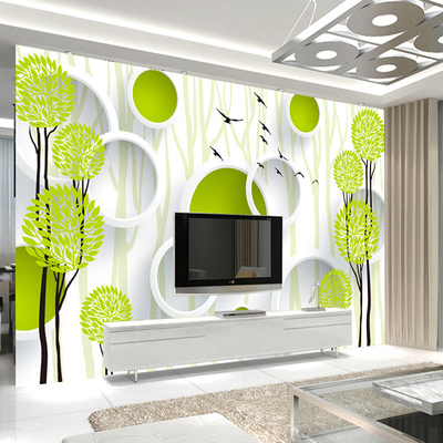 简约现代客厅电视背景墙壁纸3d立体卧室无缝墙布影视墙壁画抽象树